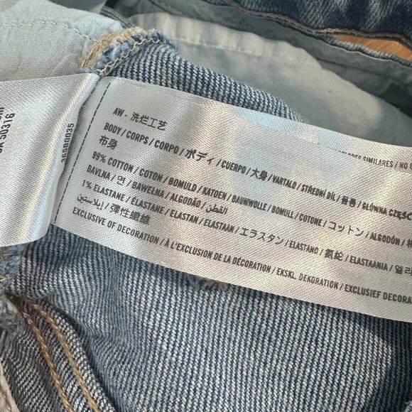 Hollister Social Tourist Ultra High Rise Straight Leg Jeans Cut-Out Waist, Blue - Picture 13 of 13